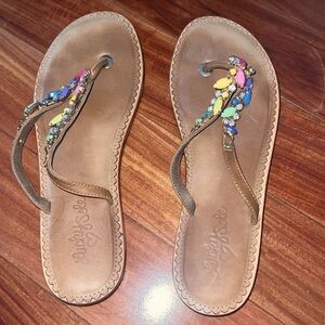 Lucky Sole gemmed flip flops